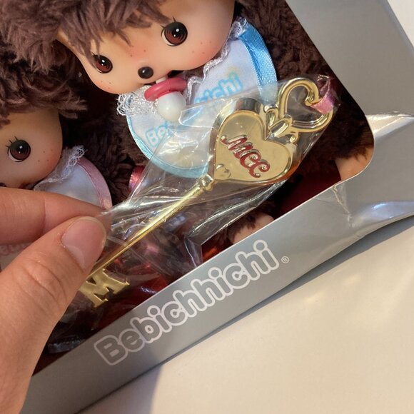 Monchhichi Bebichhichi 10th Anniversary Poodle Boa Doll Pair Toy Sekiguchi New - Picture 13 of 15